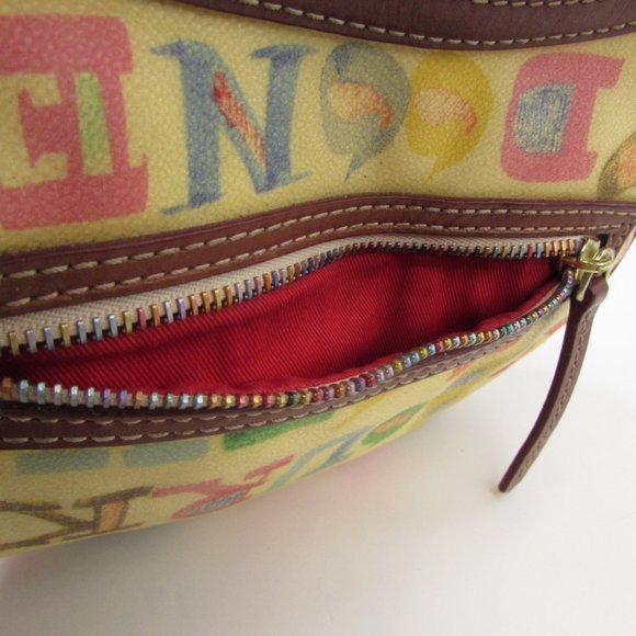 Dooney & Bourke Small Egg Pouchette Graffiti Crayon Doodle Handbag Purse - Picture 8 of 13